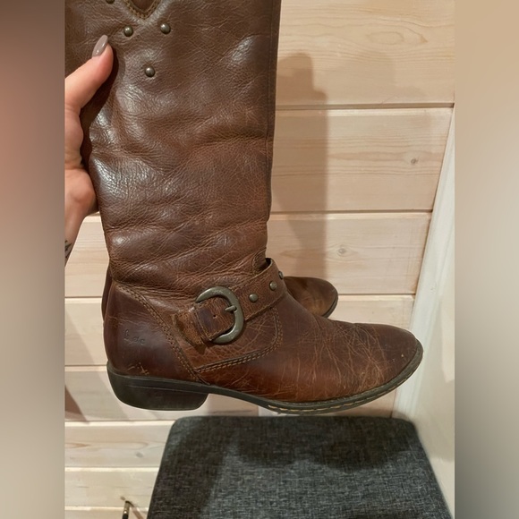 B.O.C. THICK DISTRESSED LEATHER KNEE HIGH RIDING BOOTS - SIZE 6.5 - Picture 3 of 13